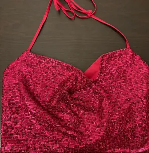 Pink Sequin Crop Top Size XS thumbnail 1