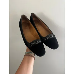 Black Suede Leather Loafers size 10 Parker Flats Office Chic Minimalist Preppy thumbnail 9