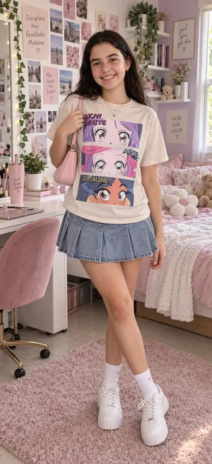 Disney Princess Girls’ Oversized Graphic T-Shirt – Ivory thumbnail 4