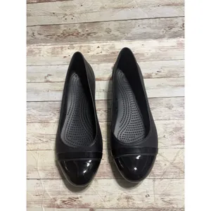 Crocs Patent Cap Toe Black Flats Women's Size 11 Slip-on Comfort Ballet thumbnail 2