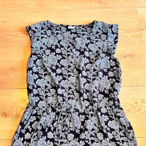 Cabi‎ Java Blue Floral Drawstring Waist Midi Dress Size Small S Sleeveless thumbnail 3