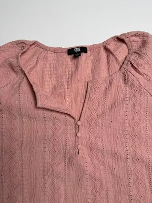 Frye Women's Rose Mauve Boho Knit Long Sleeve V Neck Pullover Blouse Large thumbnail 3