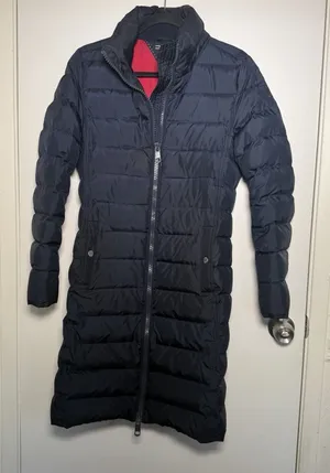Tommy Hilfiger Women's Small Navy Quilted Long Puffer Coat Jacket -Read thumbnail 1