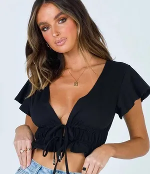 Tie Top Shein Crop thumbnail 1