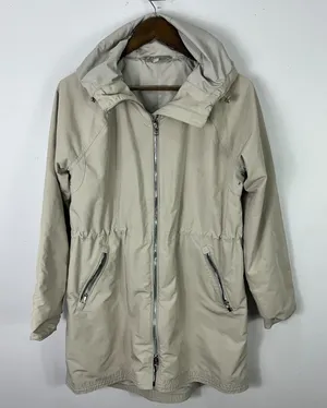 Athleta Parka Jacket Women XS Beige Hooded Lightweight Travel Ahtleisure Minimal thumbnail 1