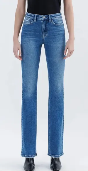 Vervet Flying Monkey High-Rise Flare Jeans in Dark Blue Wash thumbnail 1