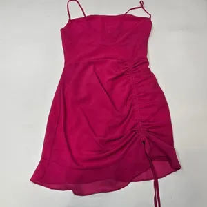 MORE TO COME Mileva Ruched Mini Dress in Fuchsia thumbnail 3