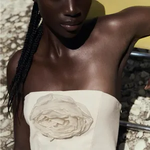 ZARA Elegant Cream Strapless Dress thumbnail 2