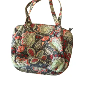 Vera Bradley Y2k Quilted Cotton Shoulder Bag Grey Red Floral Paisley Zip‎ Tote thumbnail 6