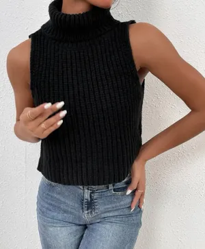 SheIn Sleeveless Turtleneck Sweater thumbnail 1