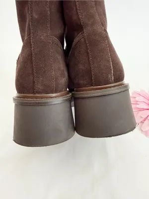 Sam Edelman Cooper Lug Sole Bootie Ankle Boots Chocolate Brown Suede Leather Zip thumbnail 8