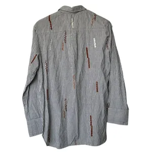 NWT Zara Collection Button down Shirt S Striped Embroidered Embellished cotton thumbnail 3