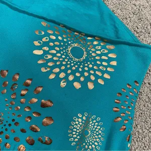 Y2K Halter Top Sz Medium Turquoise Metallic Printed Top thumbnail 10