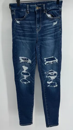 American Eagle Outfitters‎ Curvy Hi Rise Jegging Jeans Dark Wash Ripped Size 6 thumbnail 1