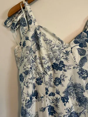 Francesca's White and Blue Floral Dress thumbnail 2
