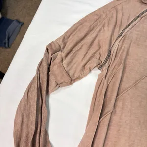 POL womens light brown scoop neck oversized henley top. Size M. boho, comfort thumbnail 6