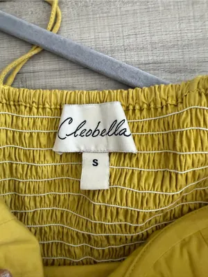 Cleobella Lennon Tie Strap Sleeveless Corset Cotton Mini Dress Golden Yellow S thumbnail 7