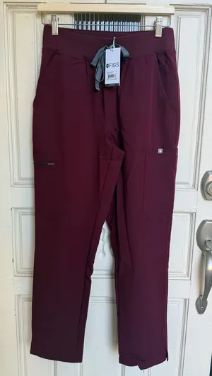 FIGS Yola High Waisted Skinny Scrub Pants Burgundy Size Small Petite NWT 1000209 thumbnail 1
