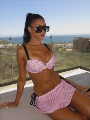 Frankie’s Bikinis Pink Polka Dot Two-Piece Swim Set thumbnail 2