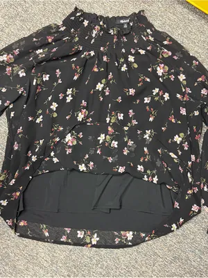 Madewell XL Black Floral Smocked Mock Neck Long Sleeve Blouse Romantic thumbnail 7