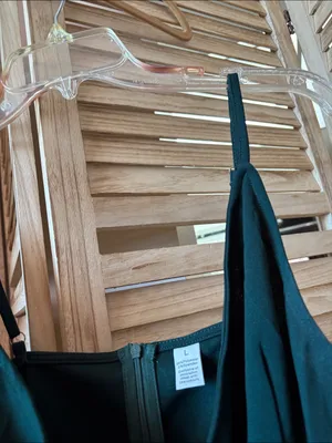 Elegant Dark Green Draped Slip Dress - NWOT Large thumbnail 3