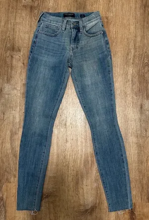 Lucky Brand | NWT Women's Ava Mid Rise Blue Raw Hem Super Skinny Jeans, 00/24R thumbnail 1