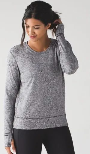 Lululemon Rush Hour Long Sleeve shirt 12 Running Luon Spray Jacquard White Black thumbnail 1