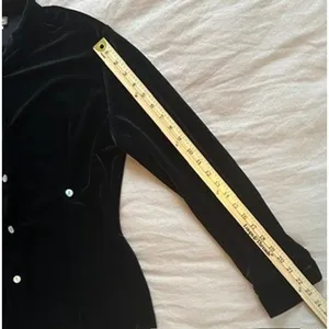 Coldwater Creek Black Stretch Velvet Button Down Mock Neck Top Small thumbnail 4