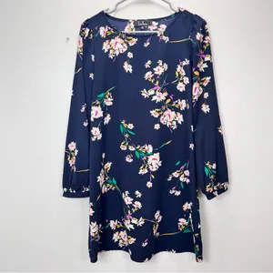 Lulus Herbaceous Babe Navy Floral Print‎ Long Sleeve Shift Dress MEDIUM thumbnail 5