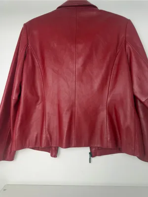 Preston & York Crimson Red Leather Zip Jacket thumbnail 5