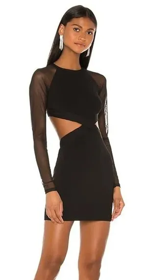 NWT Revolve Superdown Hit the Club Black Bodycon Mini Dress SM Draya thumbnail 1