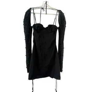 Oh Polly Geneva Long Sleeve Embellished A-line Mini Dress in Black Size 0 New thumbnail 4