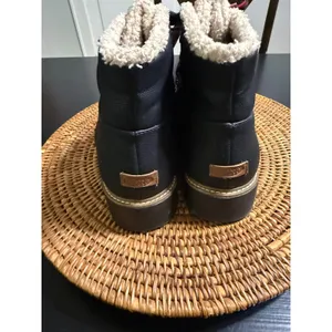 Dr. Scholls So Cozy Black Hiker Boots Faux Shearling Plaid Laces‎ Womens 11M thumbnail 8