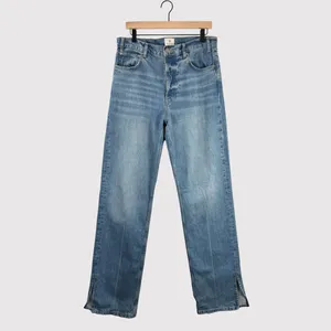 ANINE BING Jeans Nordic Blue Roy Organic Cotton Relaxed Straight Split Hem 30 thumbnail 2