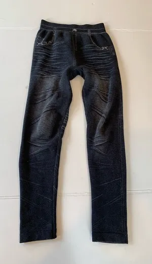 Women’s XS / Small Faux Black Denim Stretch Leggings Lounge Pants thumbnail 1