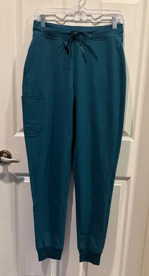MANDALA Teal Scrub Pants Jogger Fit Woven w Equa-Tek Technology Size‎ Small Tall thumbnail 1