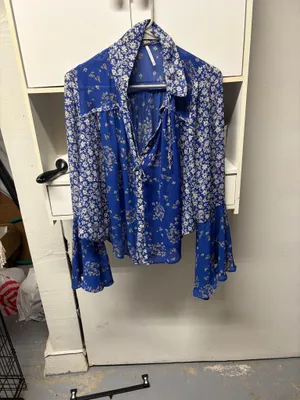 Free People Serena Blouse Floral Flowy thumbnail 2