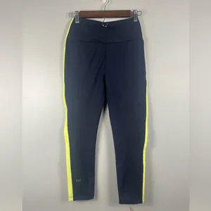 Splits59 Navy yellow striped cropped high rise leggings size medium thumbnail 4