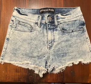 Express Jeans Stonewashed High Wasted Cutoff Shorts Sz 4 thumbnail 1