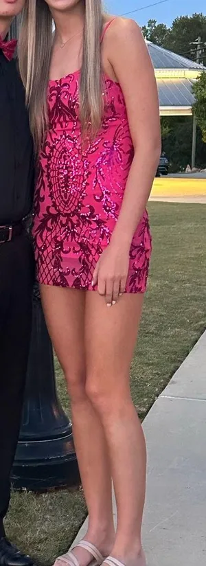 Crystal Sky Pink Sequined Mini Dress thumbnail 4