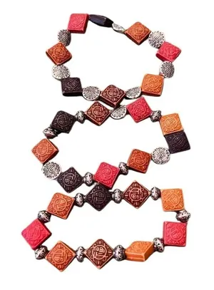 NWT Angelas Designs 3 stackable handmade bracelets orange brown and silver Orange thumbnail 1