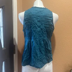 Maeve by Anthropologie blue ruffled tank thumbnail 5