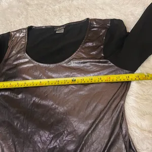 Dots purplish silver metallic blouse sheer black sleeves top shirt woman’s XL thumbnail 7