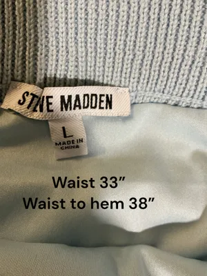 Steve Madden Ice Blue Open Knit Crochet Maxi Skirt L Lined Cover Up thumbnail 3