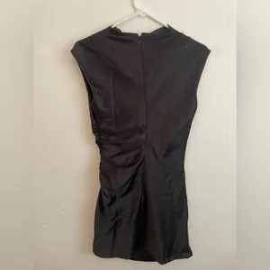 Forever 21 Silk Black Mini Dress with Cowl Neck and Ruching thumbnail 5