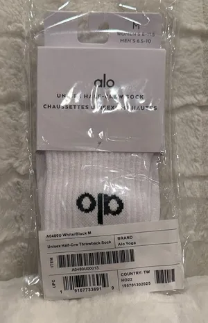 ALO Yoga | Unisex Half Crew Throwback Sock | Size M thumbnail 1