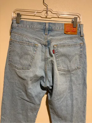 Levi’s 501 Anniversary Straight Leg Light Wash Floral Patchwork Denim Jeans 27 thumbnail 11