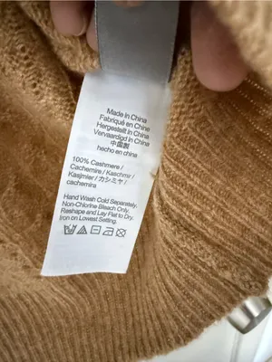 J.Crew light brown, cashmere V-neck cable knit long sleeve sweater L thumbnail 5