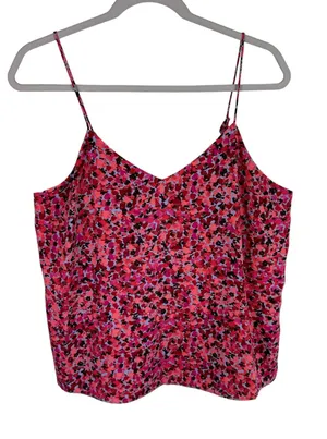 Nine West Pink Speckled Spaghetti Strap Lightweight Tank‎ Blouse Size L thumbnail 1