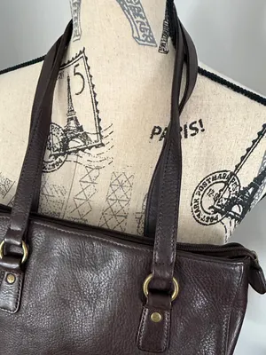 Vintage Dockers Brown Leather Bag Classic Structured Tote thumbnail 3